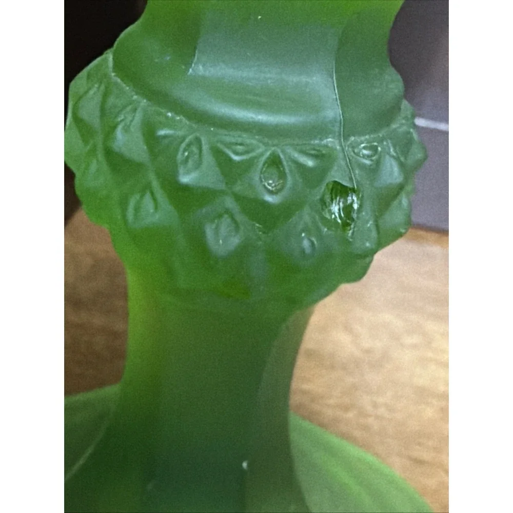 Indiana Glass Candy Dish Covered 16 Inch Diamond Point Celery Lime Green VTG
